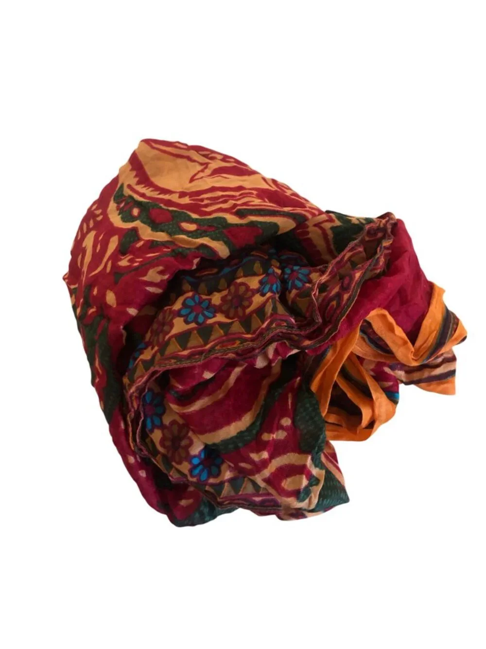 Tiara Accessory Scarf Green Multicolor Print Silk Modal Blend Soft 28x78in